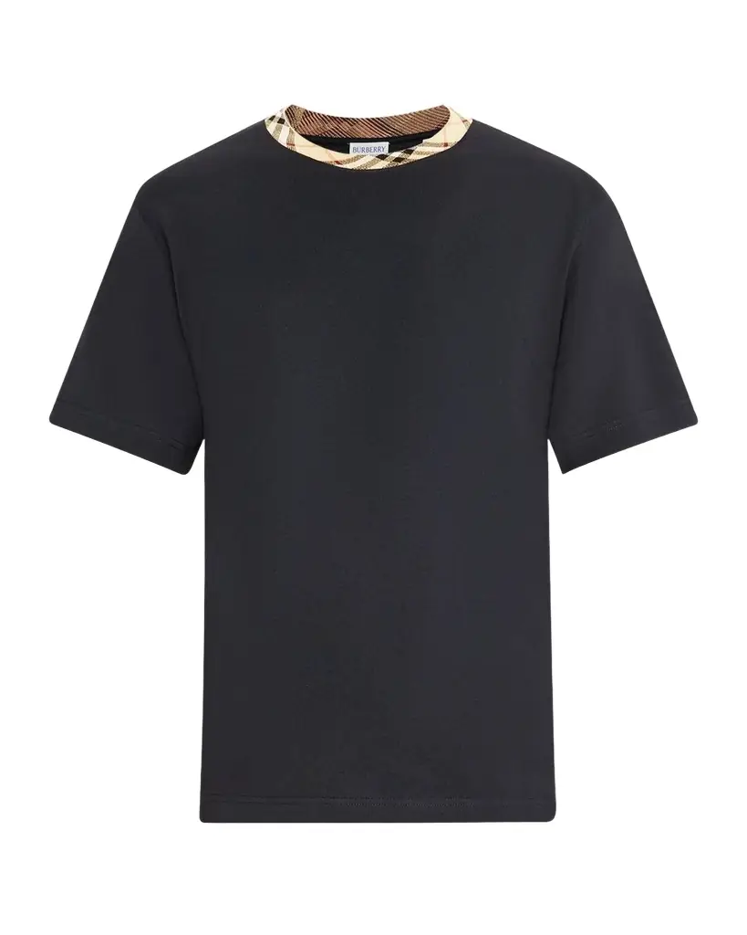 Burberry Men 's Cotton Check-Trim Crewneck T-Shirt