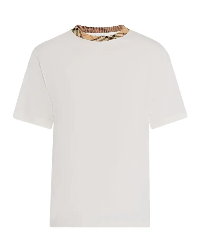 Burberry Men 's Cotton Check-Trim Crewneck T-Shirt