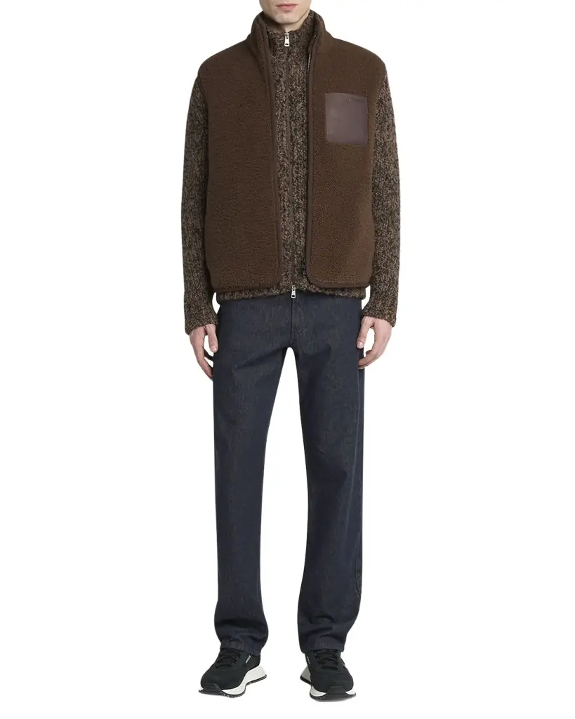 Moncler Men 's Leather-Pocket Teddy Vest
