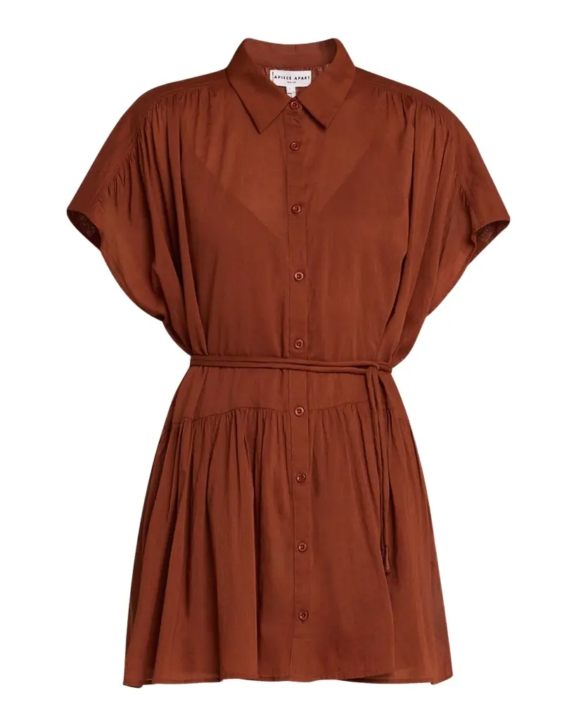 Apiece Apart Agnezca Organic Cotton Voile Mini Shirtdress
