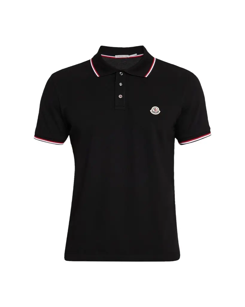 Moncler Men's Short Sleeve Polo with Contrast Sleeves