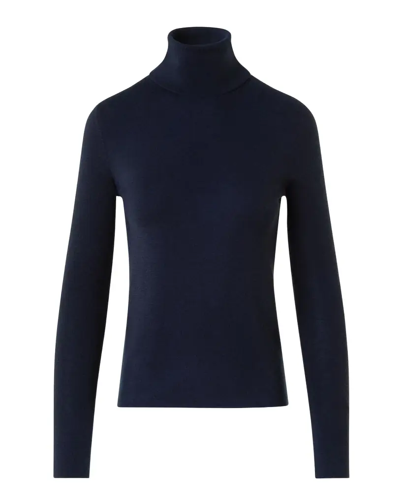 Akris Turtleneck Cashmere-Silk Long-Sleeve Sweater