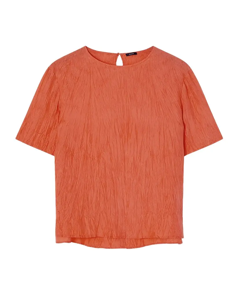 Joseph Brunet Crewneck Crinkled Habotai Silk Top