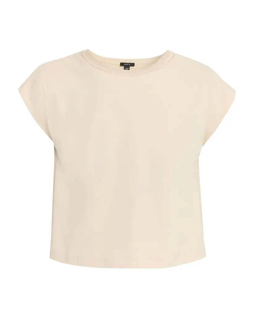 Joseph Cap-Sleeve Cotton Jersey & Poplin Ruffle Tee
