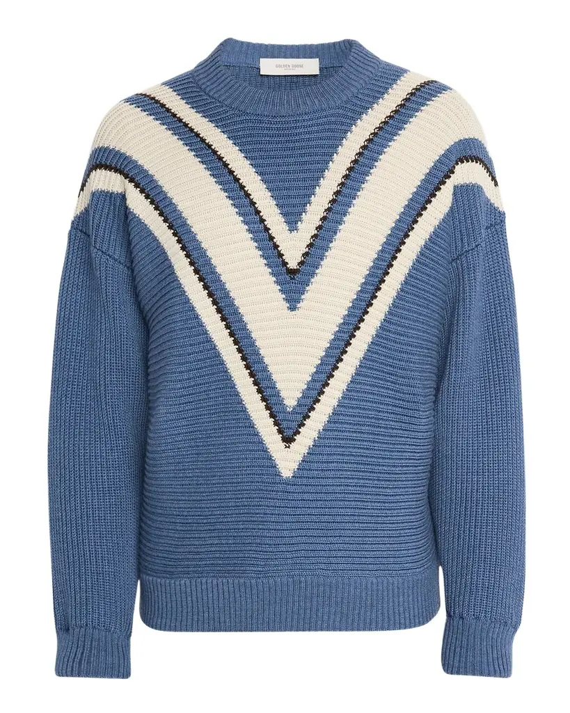 Golden Goose Men 's Journey Wool Jacquard V-Style Crewneck Sweater