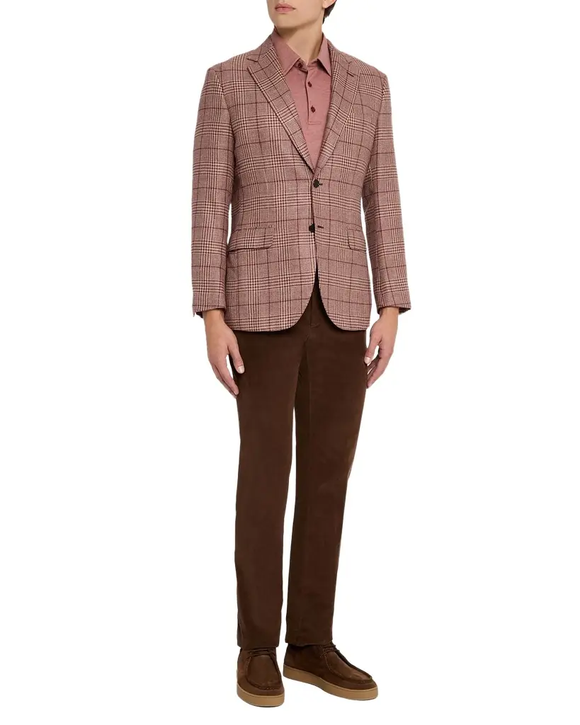 Brioni Men 's Cashmere Blend Rust Plaid Sport Coat