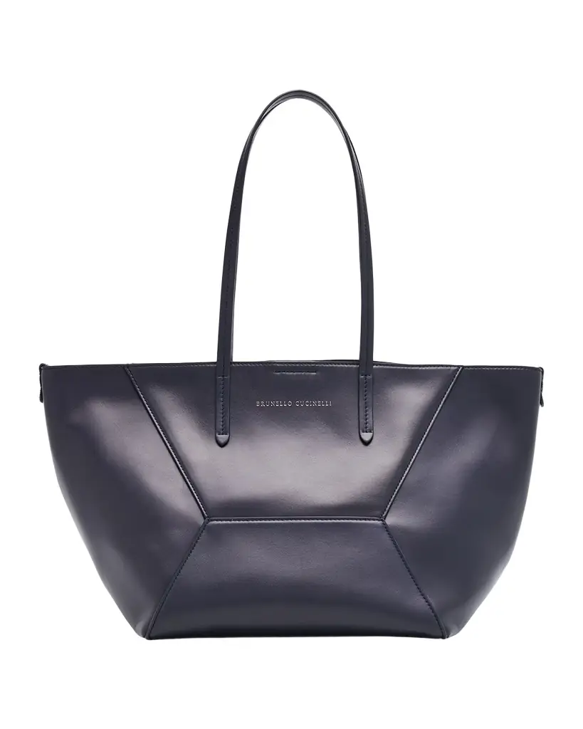 Brunello Cucinelli Duo Small Leather Shopper Tote Bag