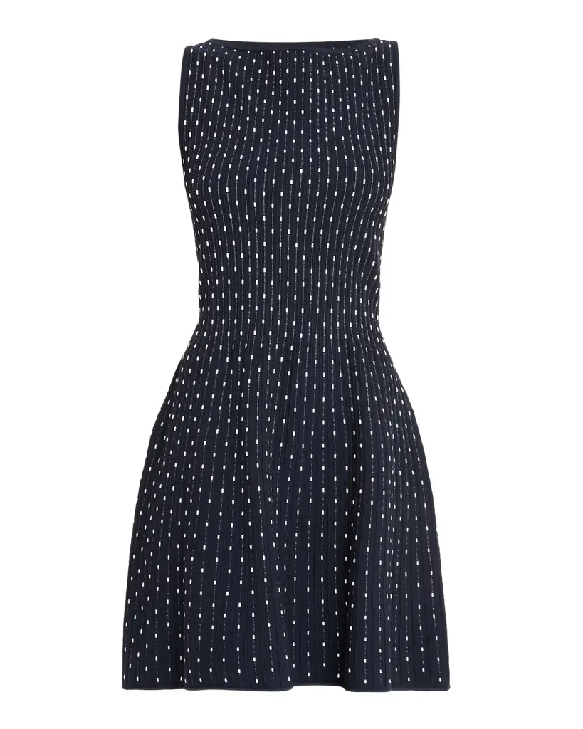Emporio Armani Sleeveless Polka Dot Jacquard Mini Dress
