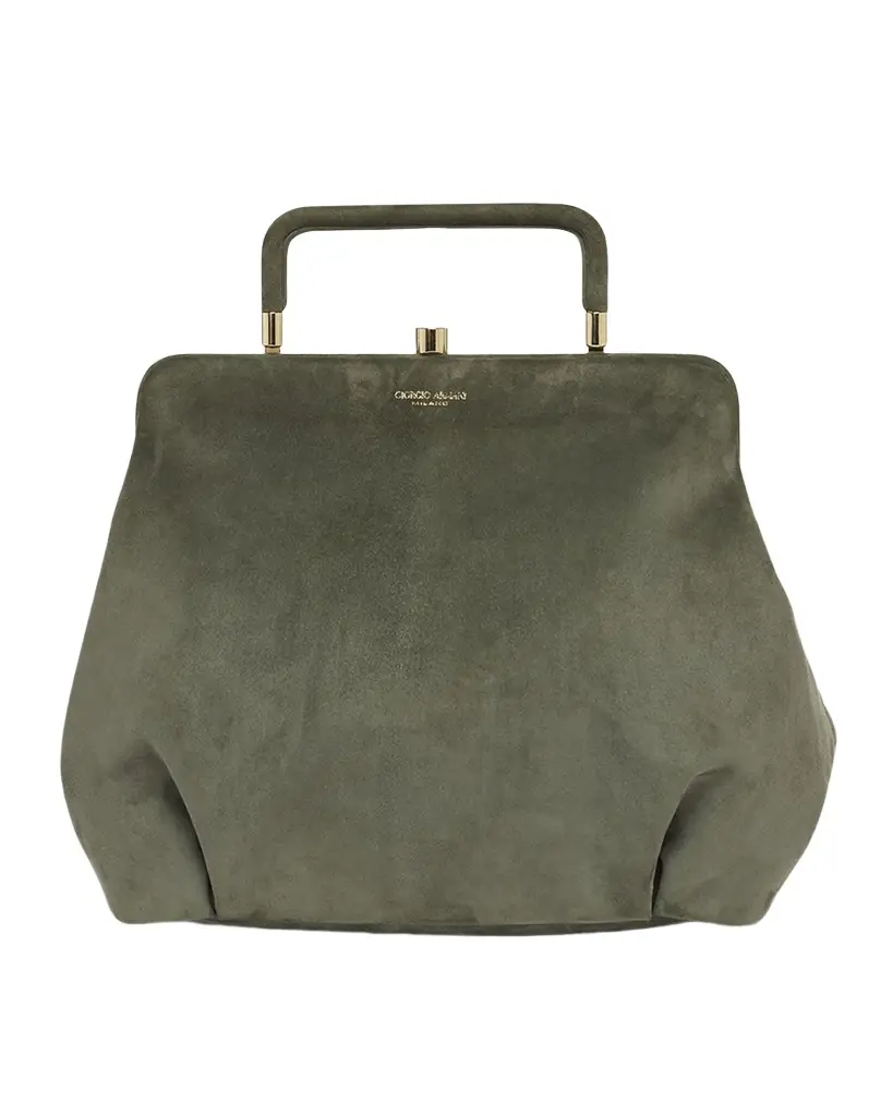 Giorgio Armani Pleated Suede Shoulder Bag