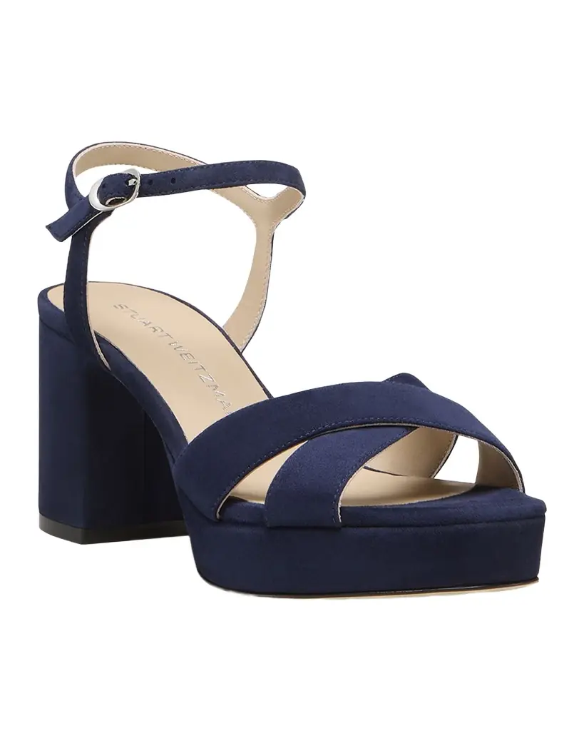 Stuart Weitzman Dayna Suede Crisscross Platform Sandals