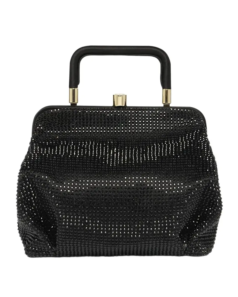 Giorgio Armani Pleated Rhinestone Satin Shoulder Bag