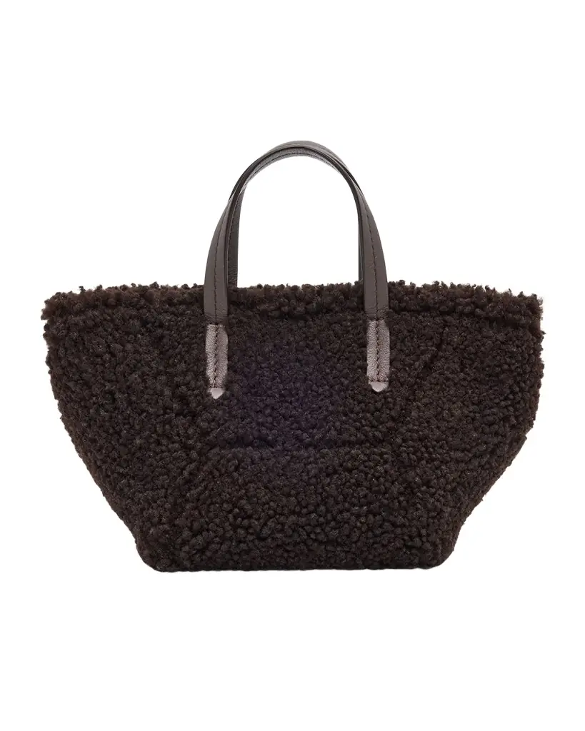 Brunello Cucinelli Duo Shearling Mini Shopper Tote Bag