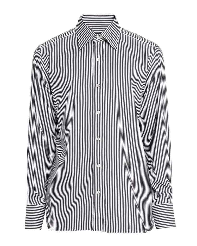 TOM FORD Men 's Silk and Cotton Ladder Stripe Slim-Fit Dress Shirt