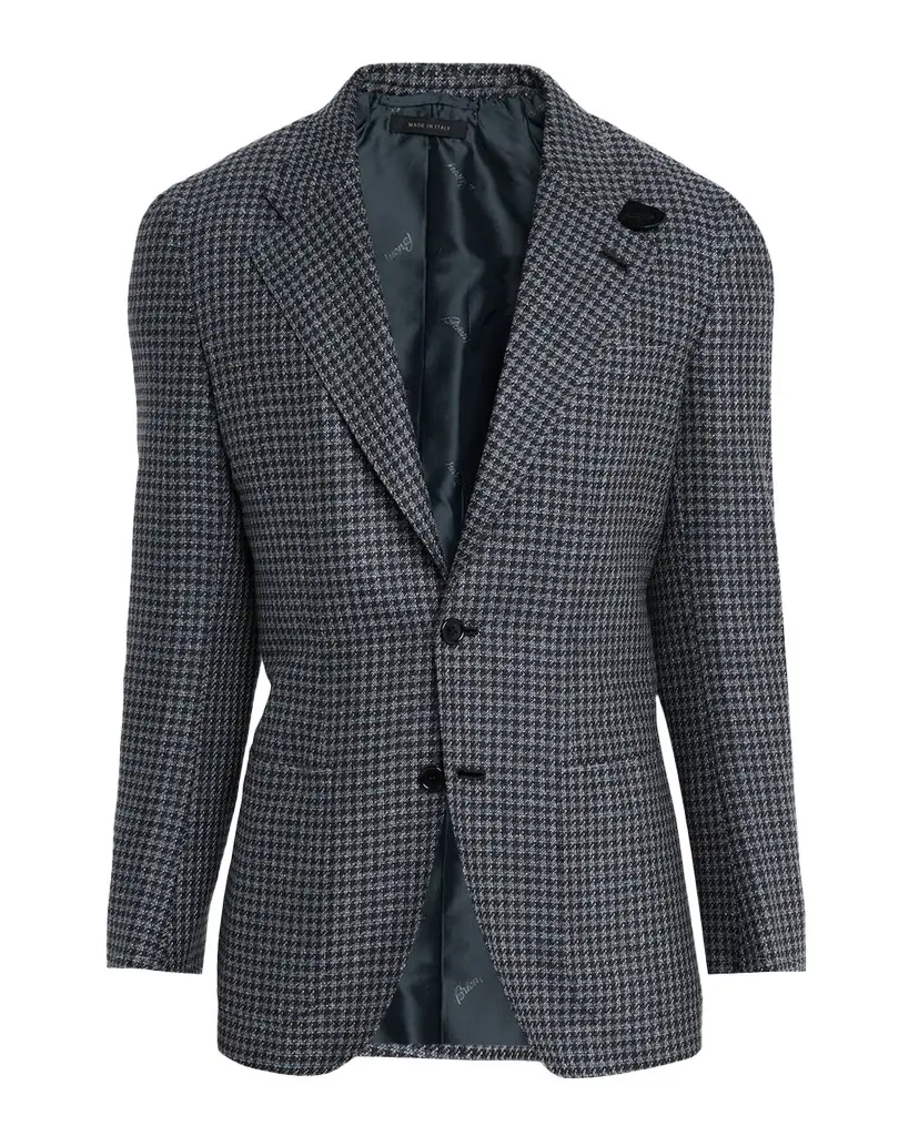 Brioni Men 's Silk and Wool Mix Houndstooth Sport Coat