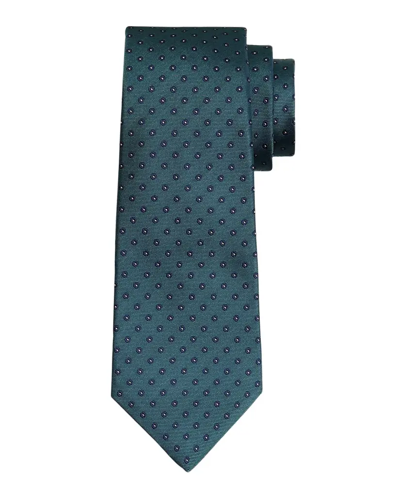Kiton Men 's Silk Polka Dot Jacquard Seven-Fold Tie