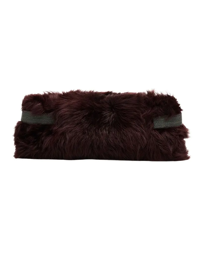 Brunello Cucinelli Essence Capretta Faux Fur Clutch Bag