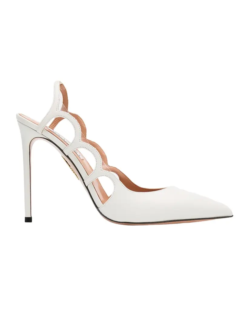 Aquazzura 105mm Endless Love Leather and PVC Slingback Pumps