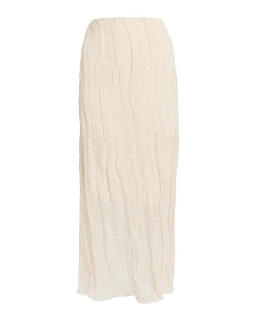 Brandon Maxwell James Crinkled Cotton Midi Skirt
