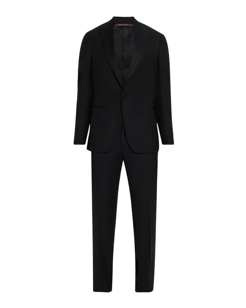 Canali Men 's Textured Wool Peak Lapel Suit