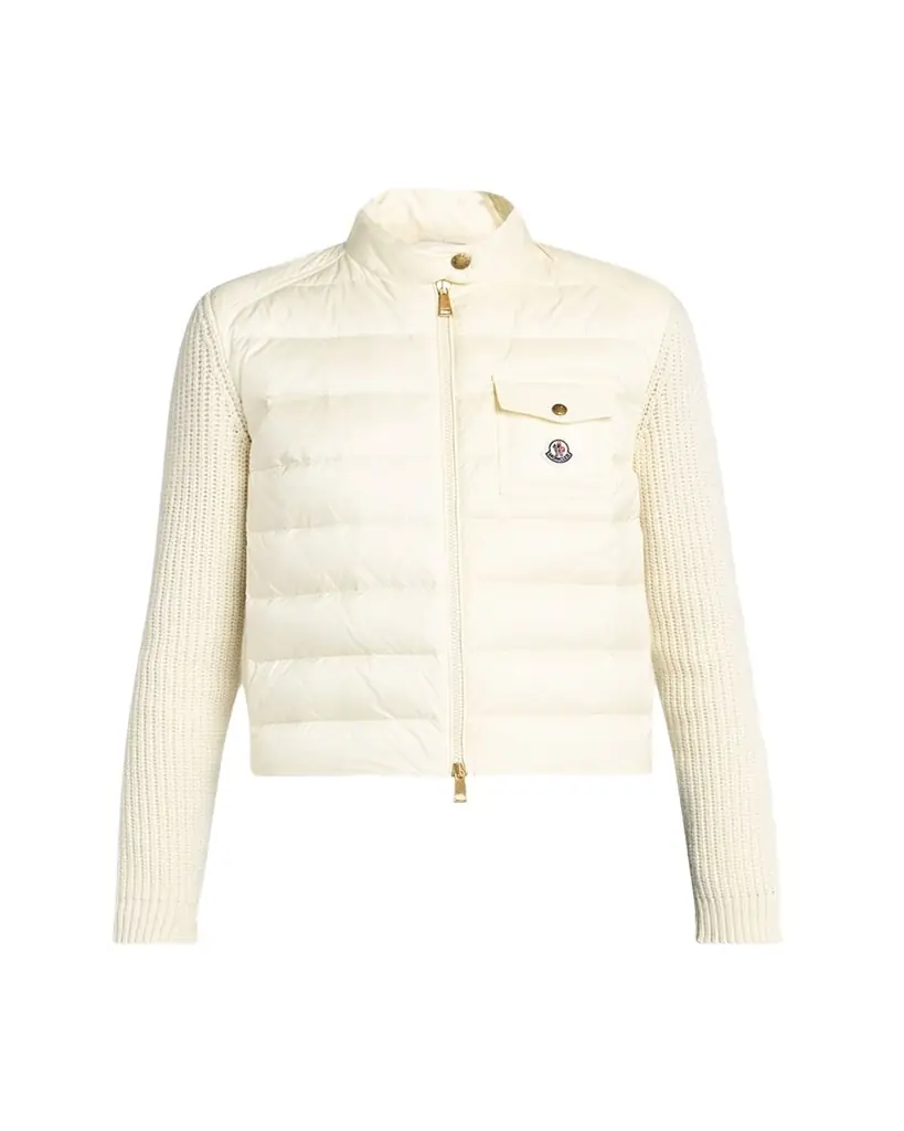 Moncler Padded Wool Zip-Up Cardigan