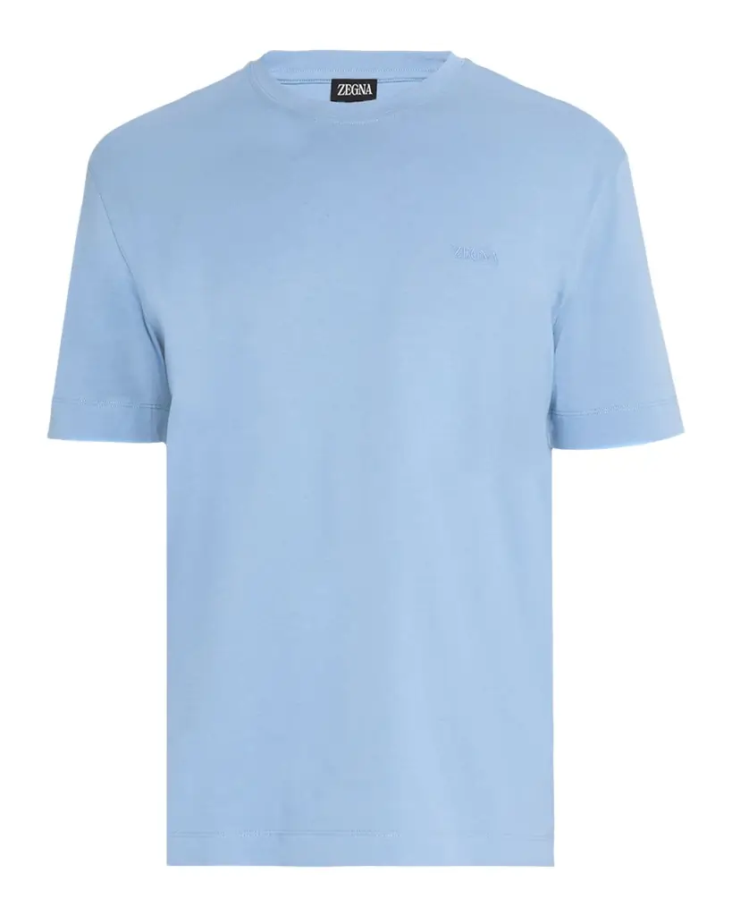 ZEGNA Men 's Embroidered Logo Cotton Crewneck T-Shirt