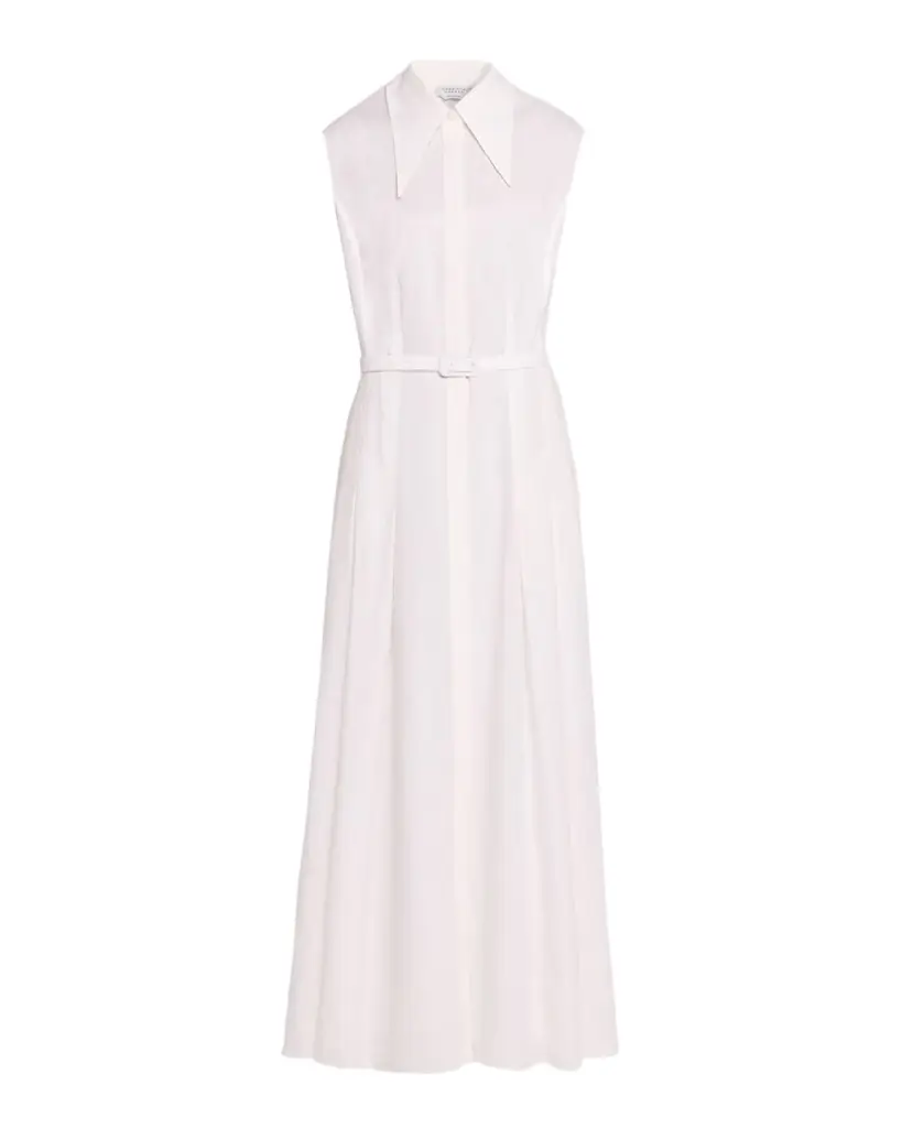 Gabriela Hearst Durand Sleeveless Belted Linen Midi Shirtdress