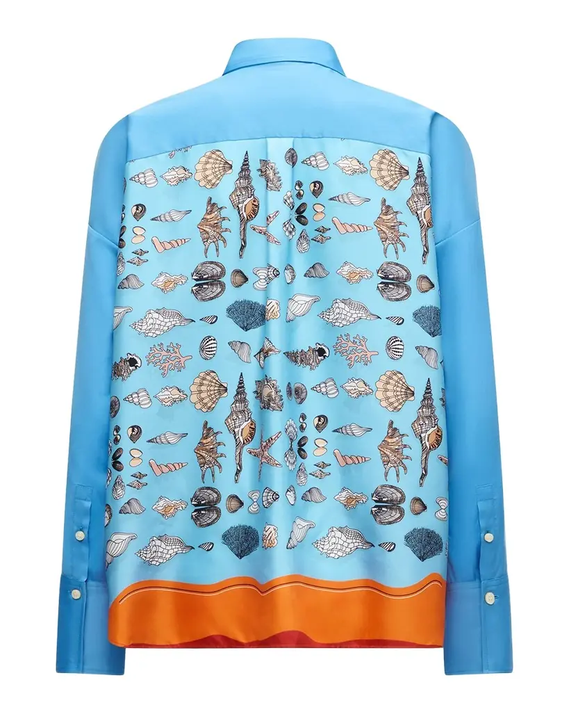 CALLAS Milano Sirene Button-Down Silk Twill Scarf Shirt