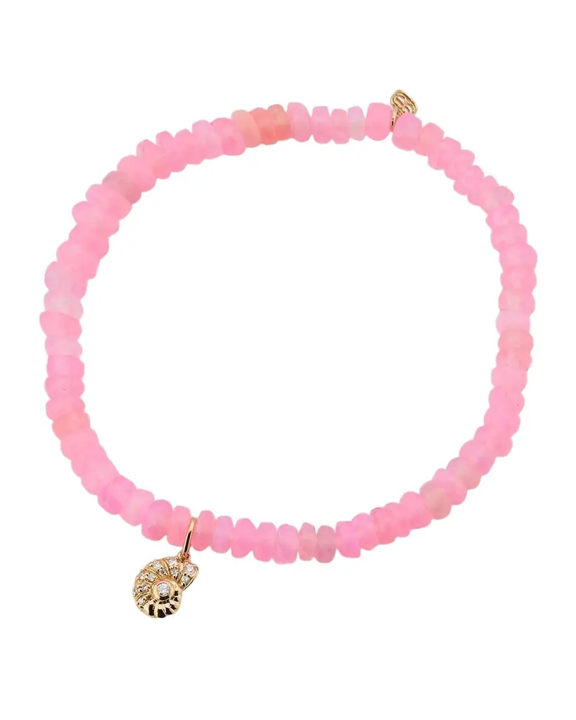 Sydney Evan 14K Gold & Diamond Nautilus Charm on Opal Beaded Bracelet
