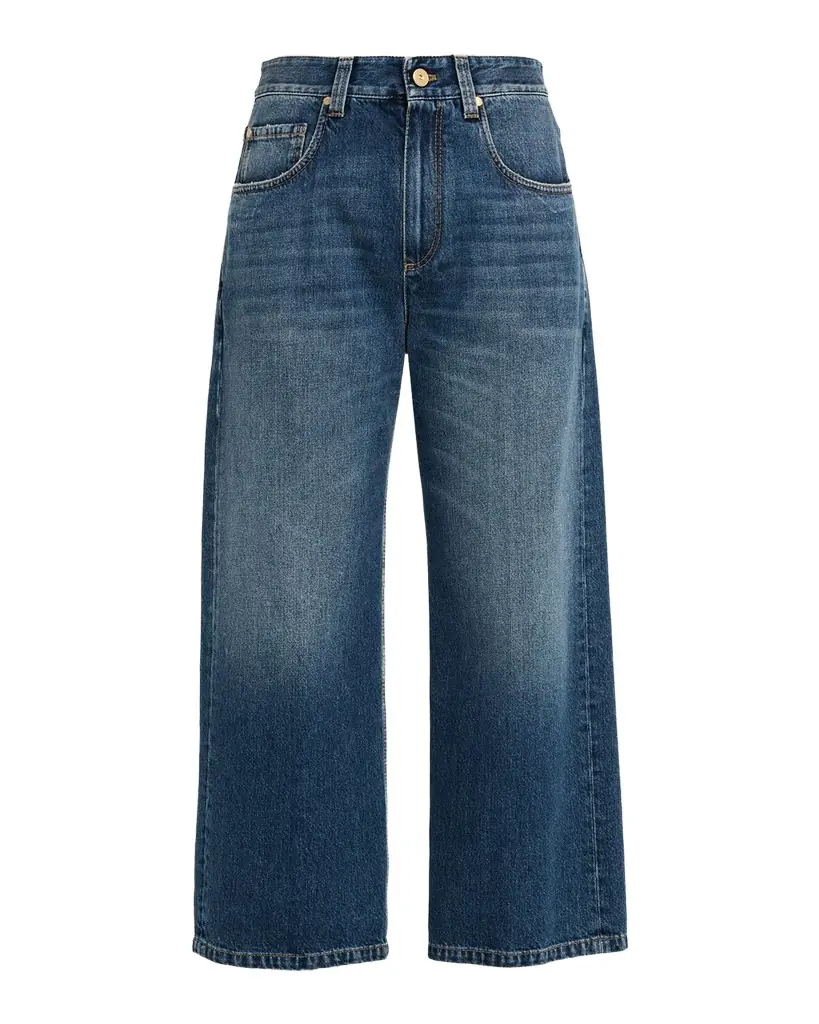 Brunello Cucinelli Authentic Denim Wide-Leg Ankle Jeans