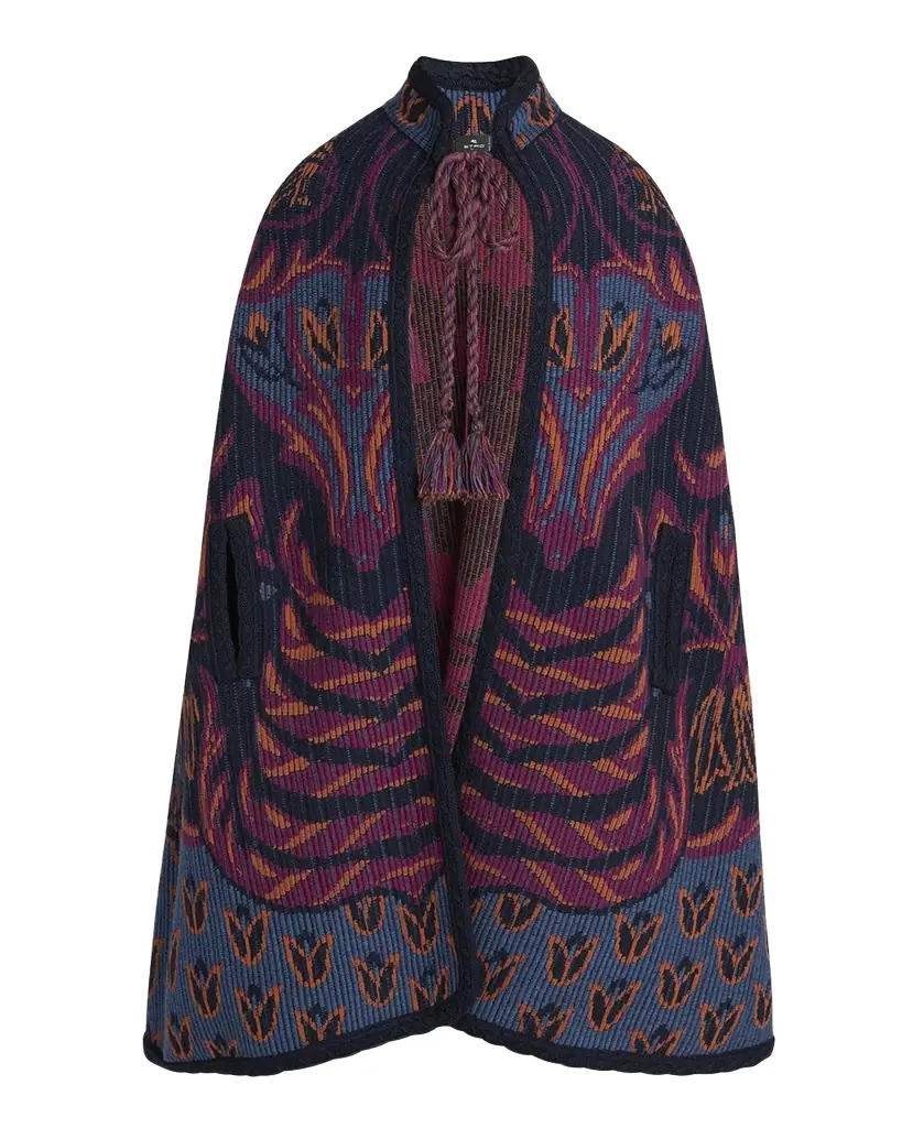 Etro Jacquard Knit Cape Coat