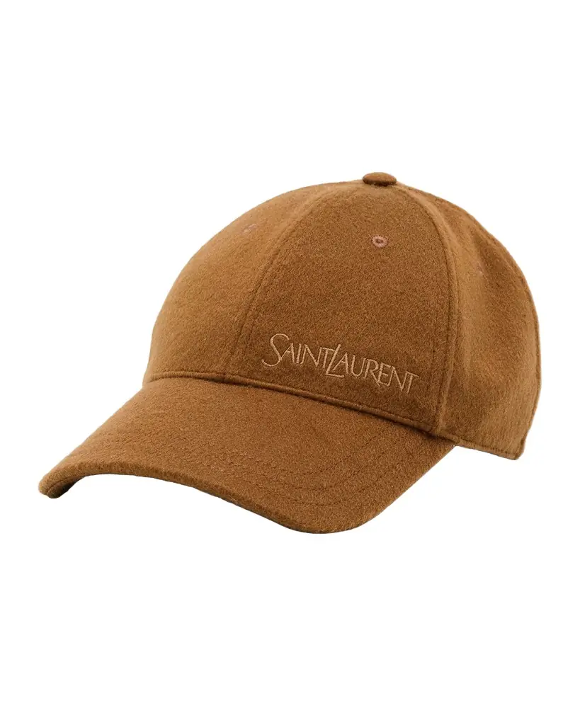 Saint Laurent Cashmere Embroidered Baseball Cap