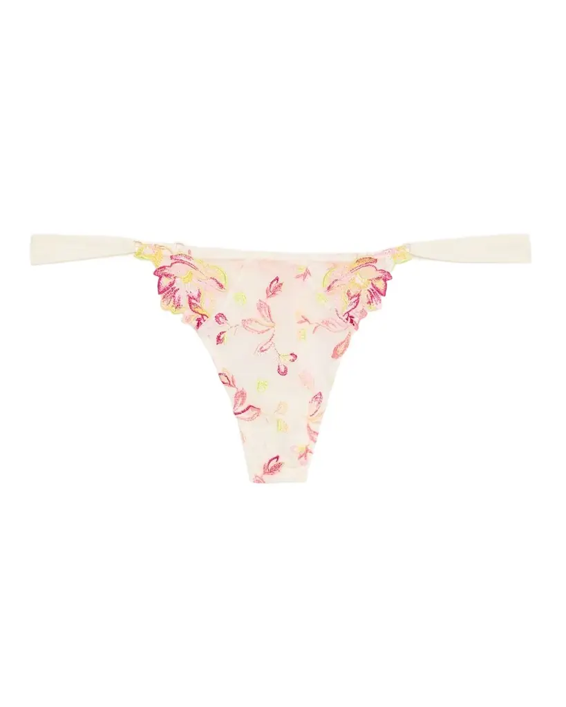 Lise Charmel Folie D 'Ete Floral-Embroidered Tulle Thong