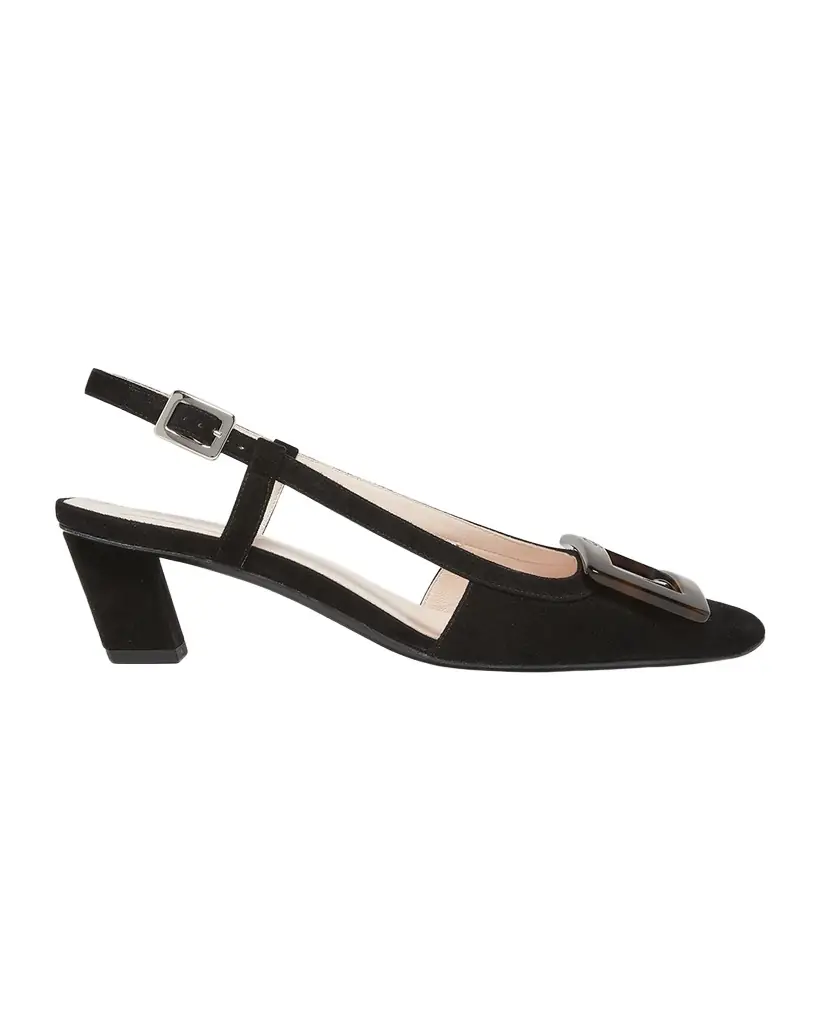 Roger Vivier Belle Vivier Suede Turtle Slingback Pumps
