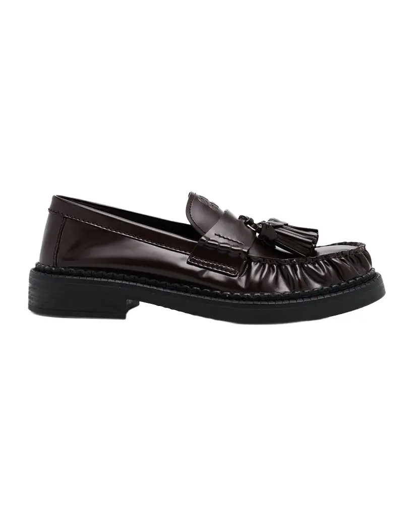 Miu Miu Spazzolato Leather Tassel Loafers