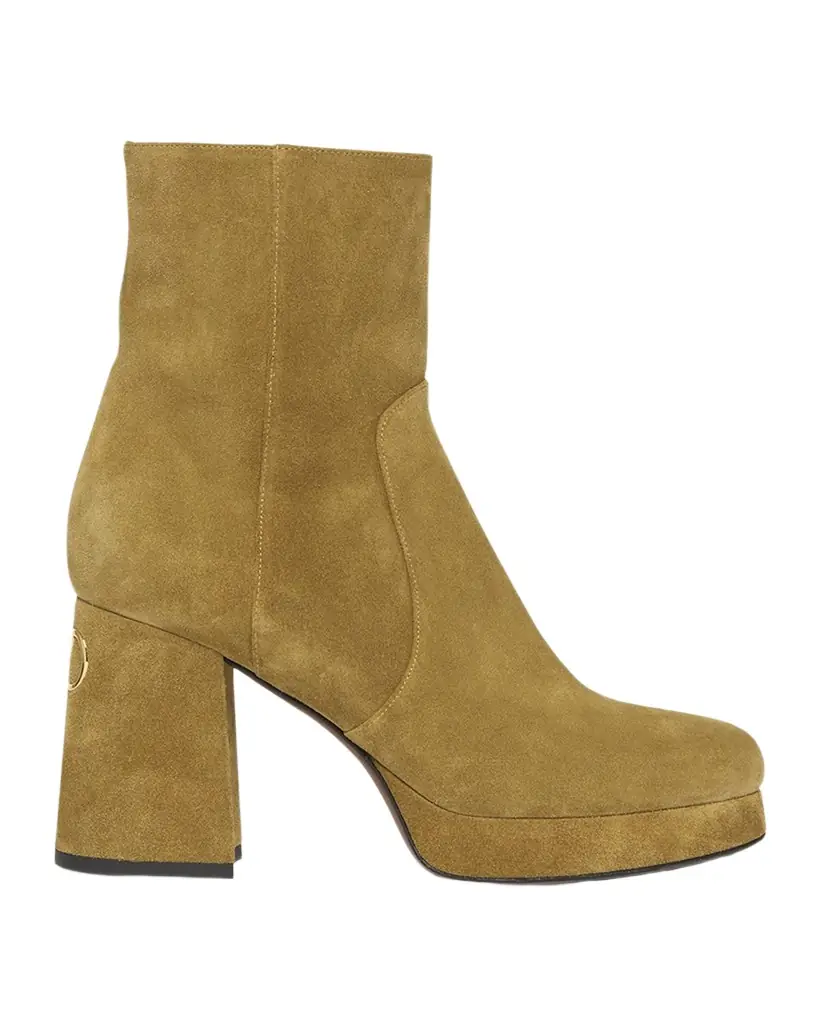 Valentino Garavani 90mm VLogo Suede Platform Ankle Boots