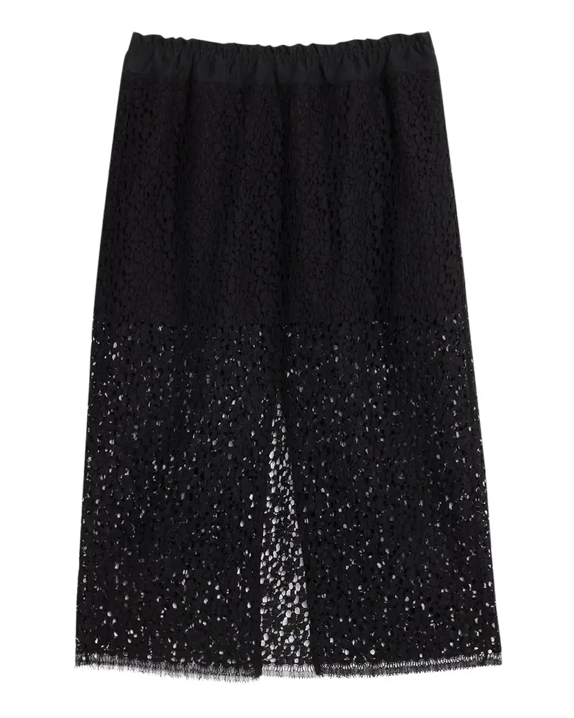 MARIA MCMANUS Lace Ruched Midi Skirt