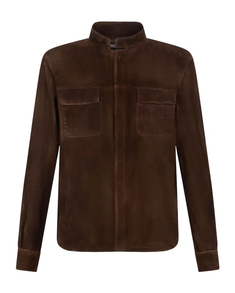 Boglioli Men 's Stand-Collar Distressed Leather Jacket
