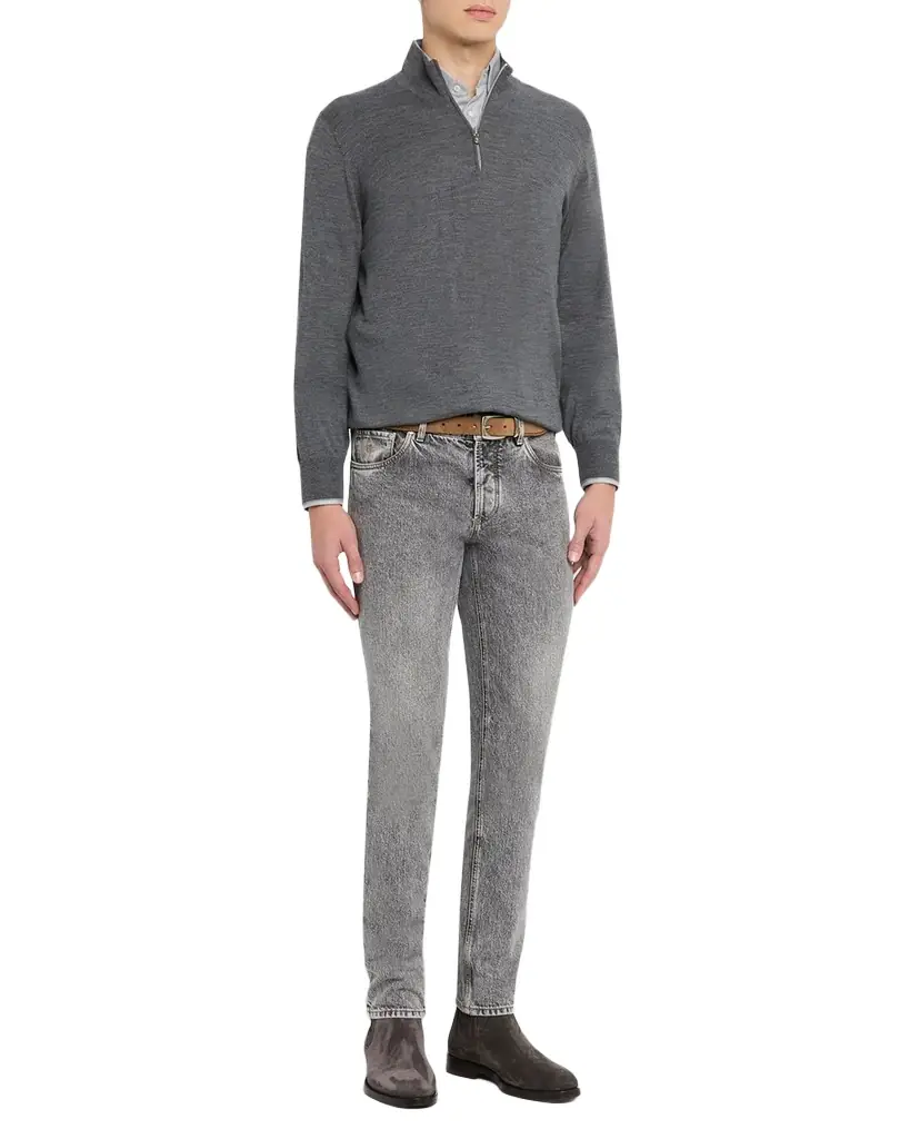 Brunello Cucinelli Men 's Wool-Cashmere Half Zip Pullover Sweater