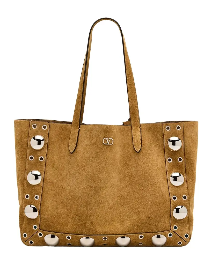 Valentino Garavani Nellcote Large Studded Suede Tote Bag