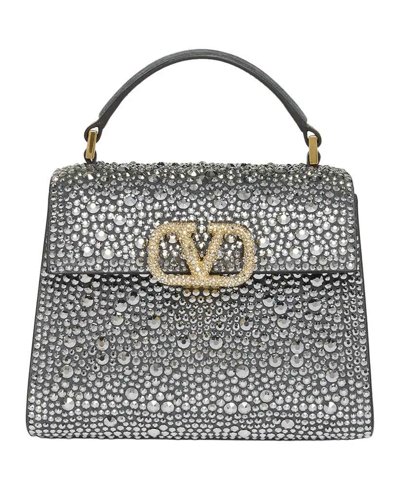 Valentino Garavani VSling Mini Rhinestone Suede Top-Handle Bag