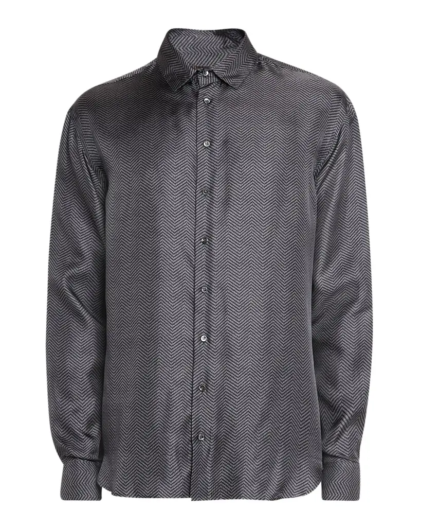 Giorgio Armani Men 's Chevron Silk Dress Shirt