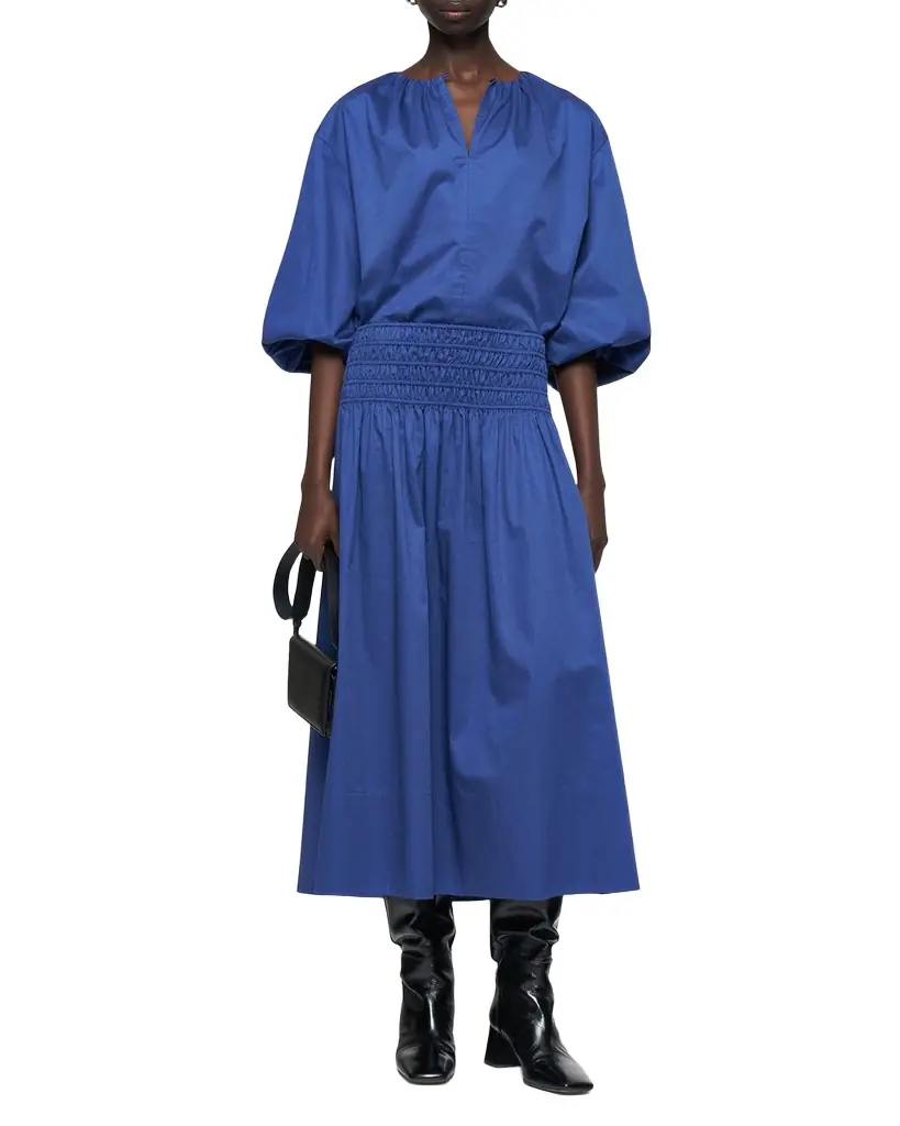 Joseph Leonie Smocked Cotton Midi Skirt