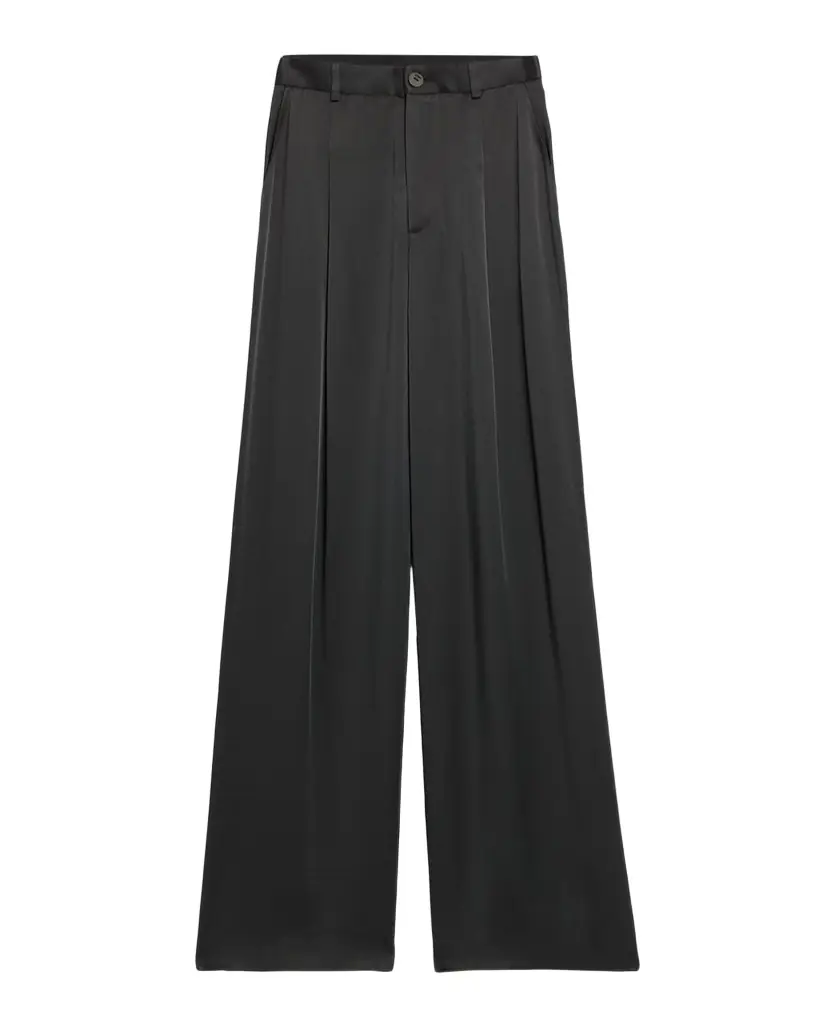 LAPOINTE Pleated Wide-Leg Satin Pants