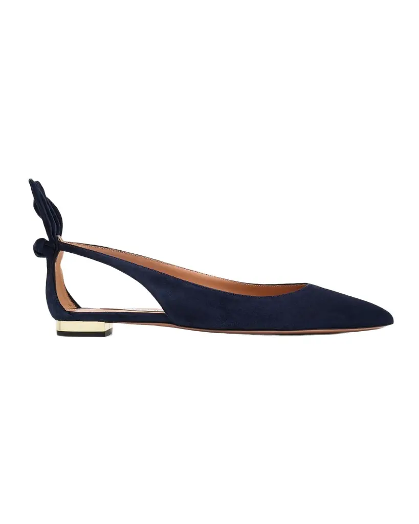 Aquazzura Suede Bow Tie Ballet Flats