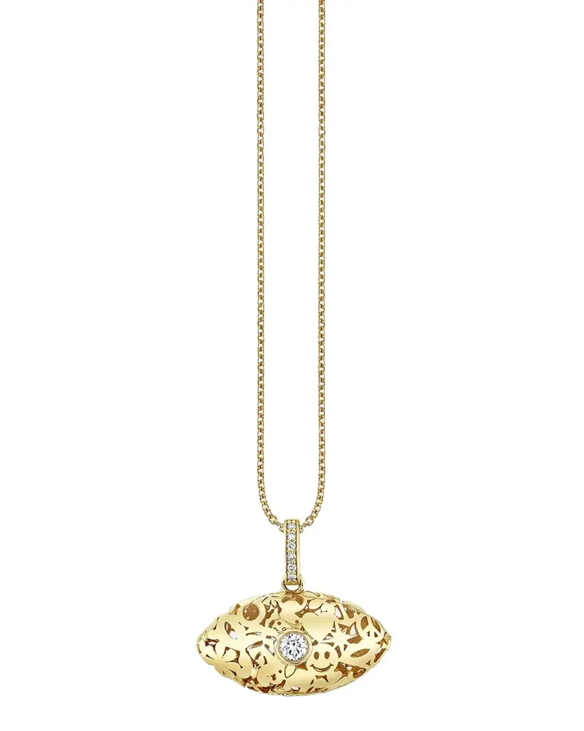 Sydney Evan 14K Icon Wallpaper Marquis Eye Charm on Cable Chain Necklace