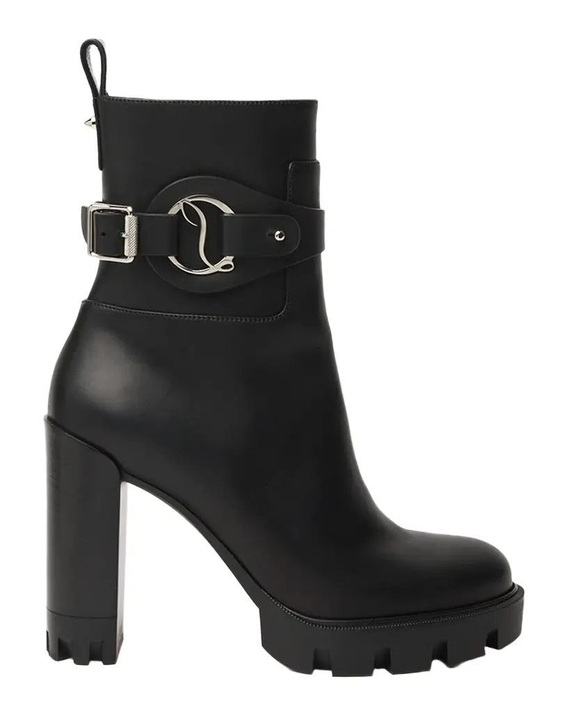 Christian Louboutin 100mm Dianouchett Leather Red Lug Sole Ankle Boots