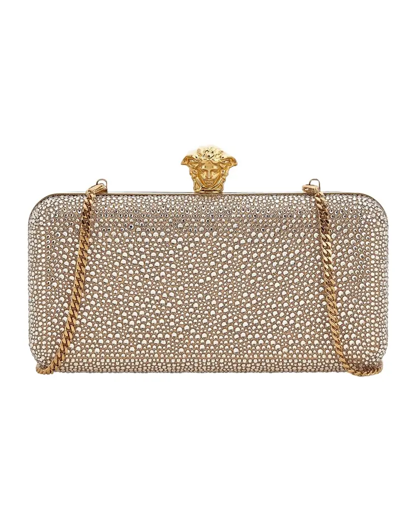 Versace Crystal-Embellished Medusa Clutch Bag