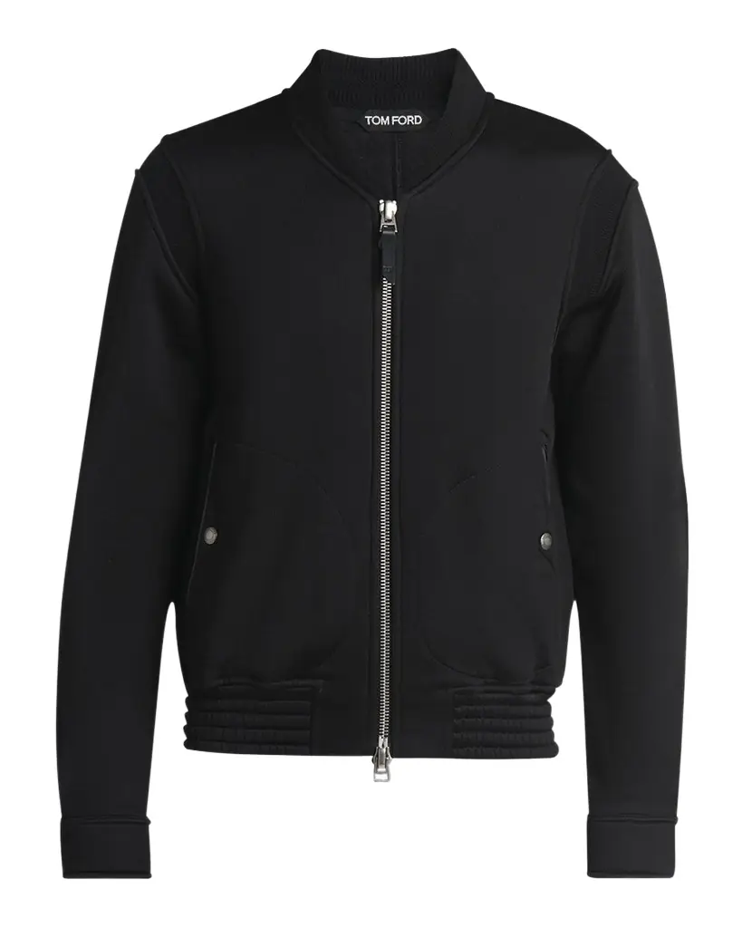 TOM FORD Men 's Cotton and Viscose Ribbed Bomber Jacket