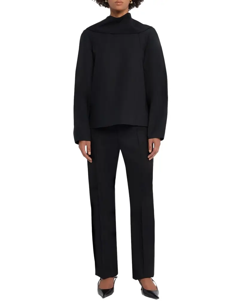 Brandon Maxwell The Quinn Poplin Scarf-Neck Top