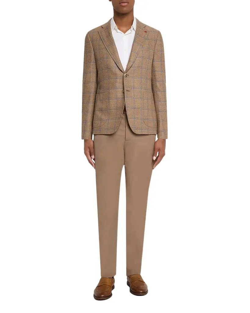 Isaia Men 's Wool and Silk Windowpane Single-Breasted Sport Coat